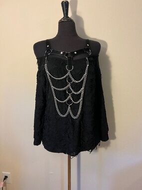 Dark in Love Punk Grunge Off Shoulder Top